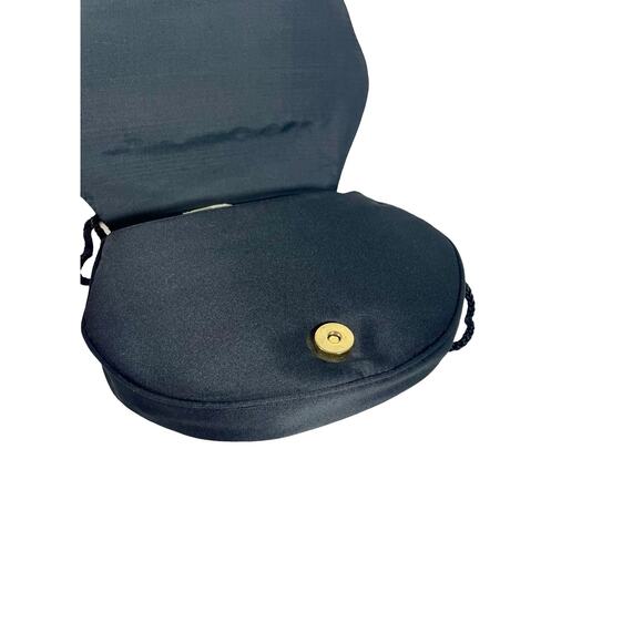 Vintage 70s Lady Priscilla Black Satin Clamshell Clutch Purse - Picture 5 of 10
